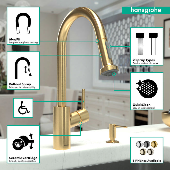 Hansgrohe Talis S² HighArc Kitchen Faucet, 2-Spray Pull-Down, 1.5 GPM