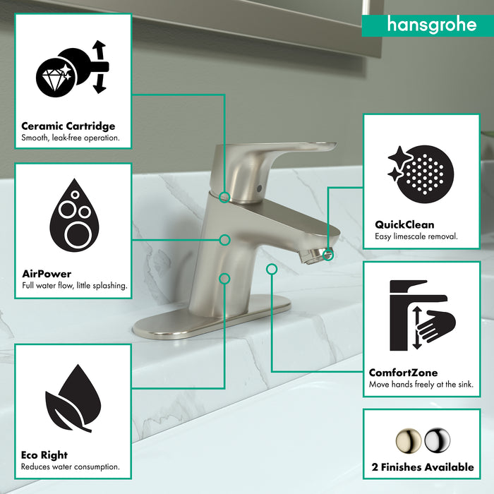 hansgrohe Focus Single-Hole Faucet 70 with Pop-Up Drain, 1.2 GPM