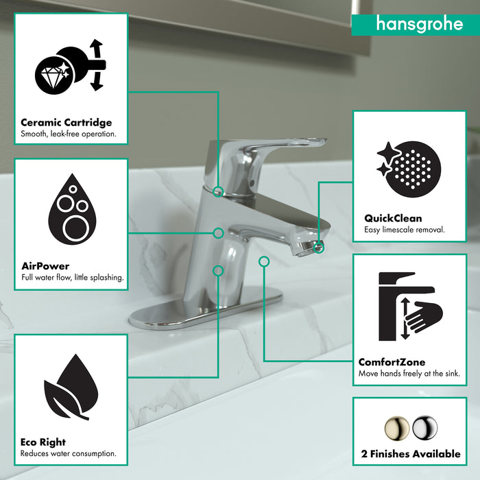 hansgrohe Focus Single-Hole Faucet 70 with Pop-Up Drain, 1.2 GPM