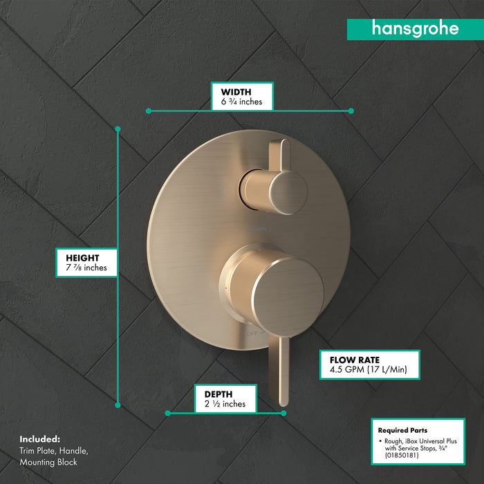 hansgrohe Ecostat Pressure Balance Trim S with Diverter