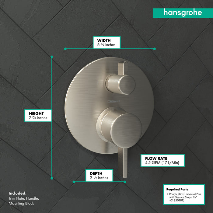 hansgrohe Ecostat Pressure Balance Trim S with Diverter