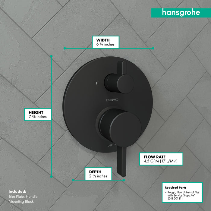 hansgrohe Ecostat Pressure Balance Trim S with Diverter