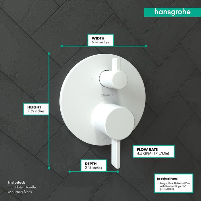 hansgrohe Ecostat Pressure Balance Trim S with Diverter