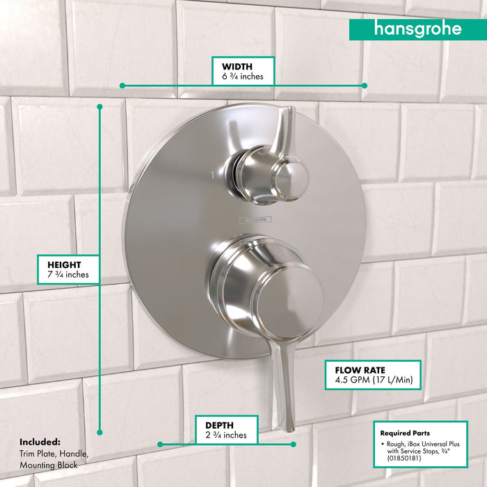 hansgrohe Ecostat Classic Pressure Balance Trim with Diverter, Round