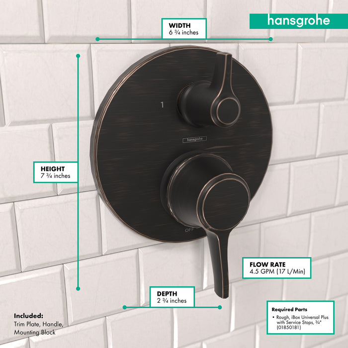 hansgrohe Ecostat Classic Pressure Balance Trim with Diverter, Round