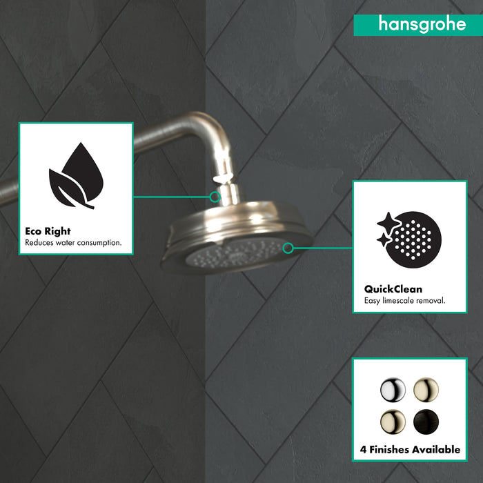 hansgrohe Croma 100 Classic Showerhead 3-Jet, 1.8 GPM