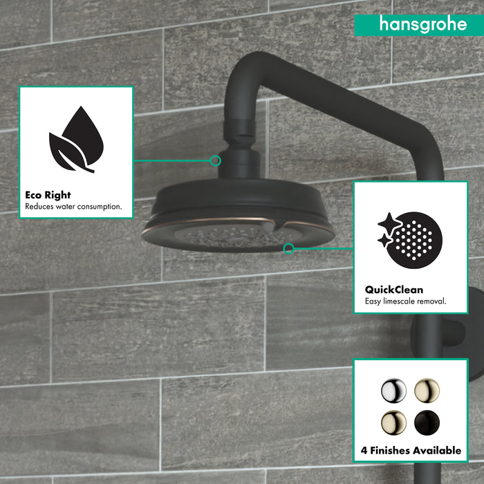 hansgrohe Croma 100 Classic Showerhead 3-Jet, 1.8 GPM