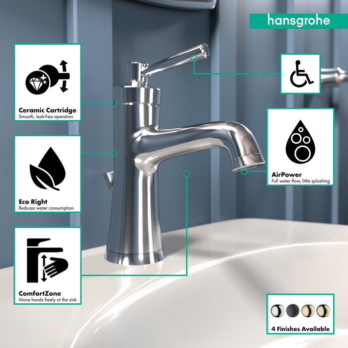hansgrohe Joleena Single-Hole Faucet 100 with Pop-Up Drain, 0.5 GPM, chrome - view 3