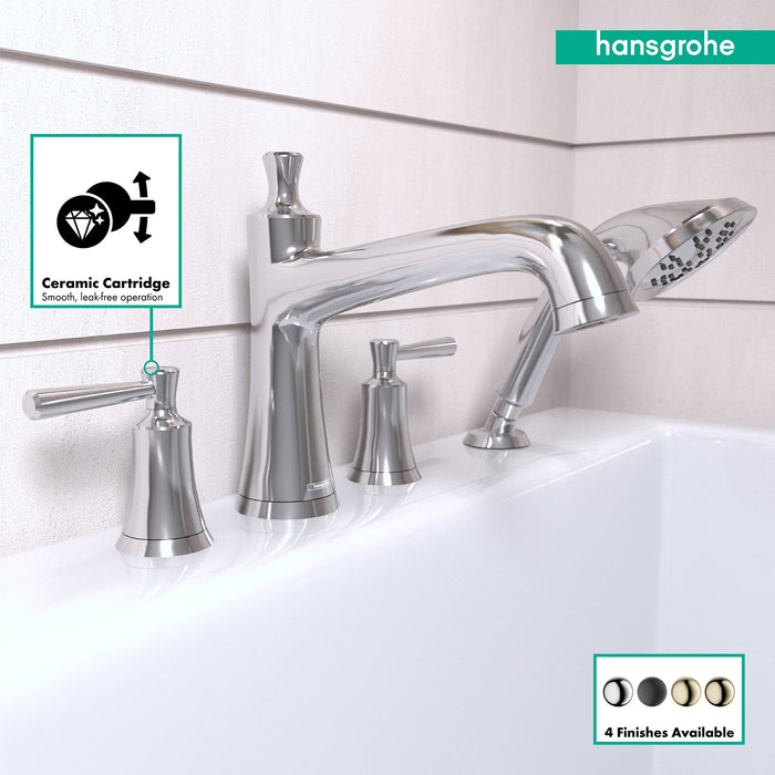 hansgrohe Joleena 4-Hole Roman Tub Set Trim with 1.75 GPM Handshower, chrome - view 3
