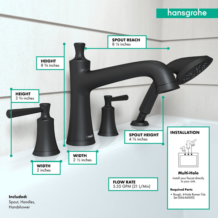 hansgrohe Joleena 4-Hole Roman Tub Set Trim with 1.75 GPM Handshower