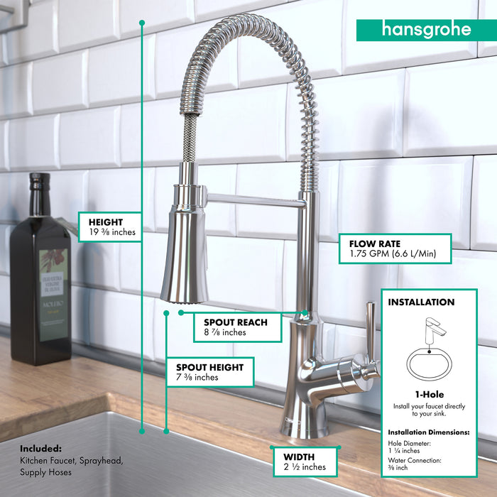 hansgrohe Joleena Semi-Pro Kitchen Faucet, 2-Spray, 1.75 GPM