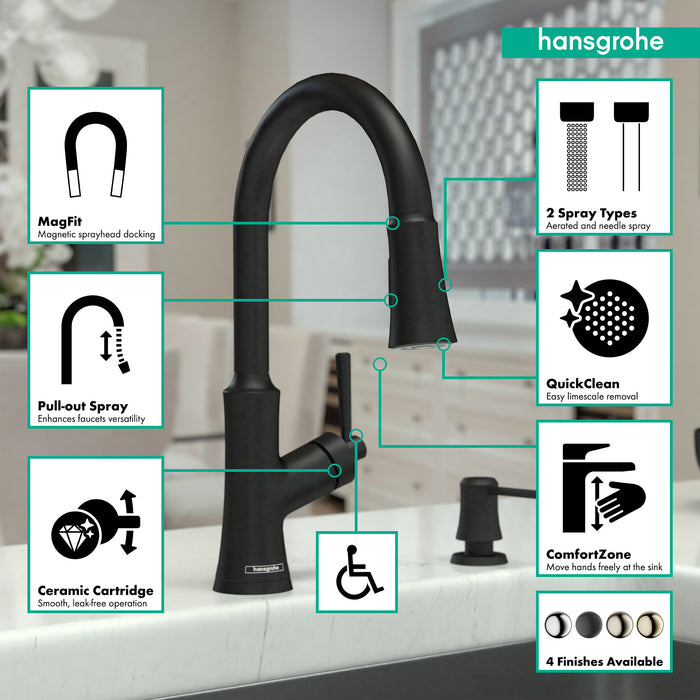 hansgrohe hansgrohe Joleena HighArc Kitchen Faucet, 2-Spray Pull-Down, 1.75 GPM