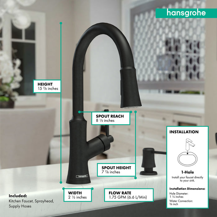 hansgrohe hansgrohe Joleena HighArc Kitchen Faucet, 2-Spray Pull-Down, 1.75 GPM