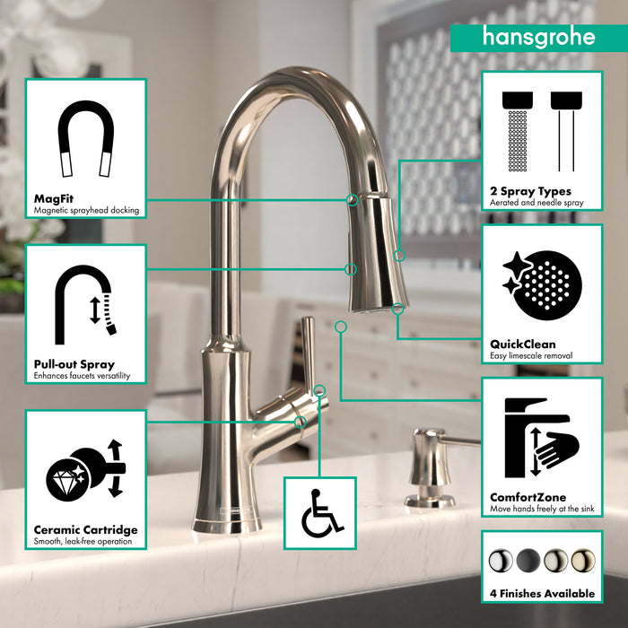 hansgrohe hansgrohe Joleena HighArc Kitchen Faucet, 2-Spray Pull-Down, 1.75 GPM