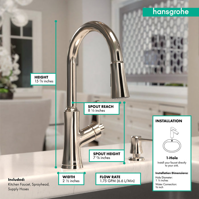 hansgrohe hansgrohe Joleena HighArc Kitchen Faucet, 2-Spray Pull-Down, 1.75 GPM