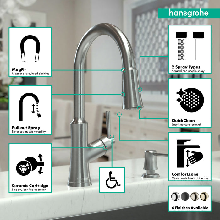 hansgrohe hansgrohe Joleena HighArc Kitchen Faucet, 2-Spray Pull-Down, 1.75 GPM