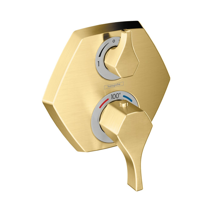 hansgrohe Locarno Thermostatic Trim with Volume Control, brushed gold optic