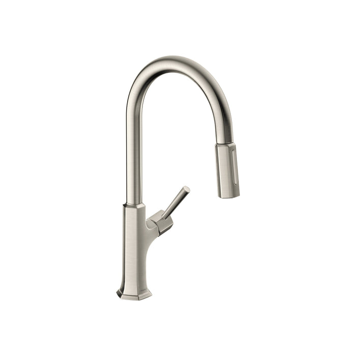 hansgrohe Locarno HighArc Kitchen Faucet, 2-Spray Pull-Down, 1.75 GPM, stainless steel optic