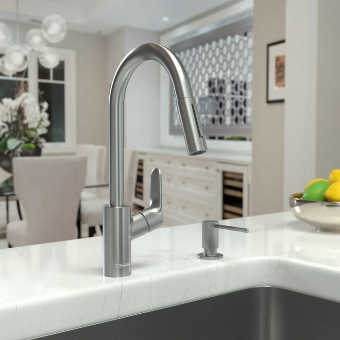 hansgrohe Focus Higharc Kitchen Faucet, 2-Spray Pull-Down, 1.5 GPM