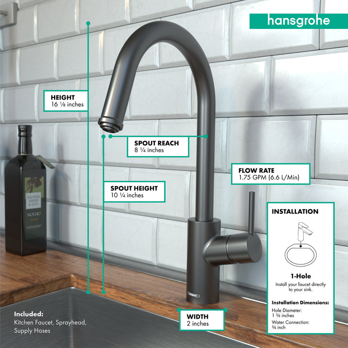Hansgrohe Talis S² HighArc Kitchen Faucet, 1-Spray Pull-Down, 1.75 GPM