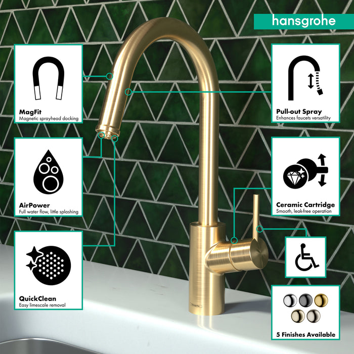 Hansgrohe Talis S² HighArc Kitchen Faucet, 1-Spray Pull-Down, 1.75 GPM