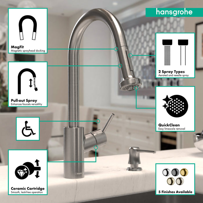 Hansgrohe Talis S² HighArc Kitchen Faucet, 2-Spray Pull-Down, 1.75 GPM
