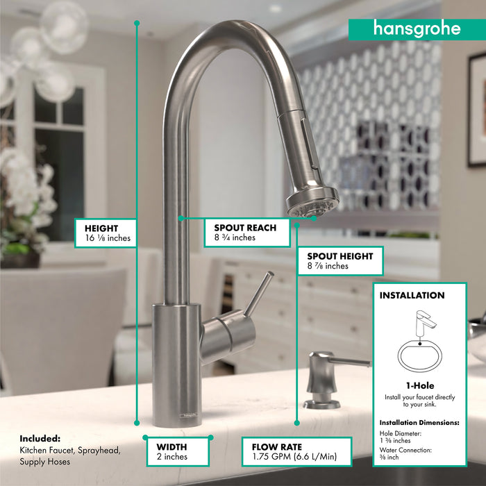 hansgrohe Talis S² HighArc Kitchen Faucet, 2-Spray Pull-Down, 1.75 GPM