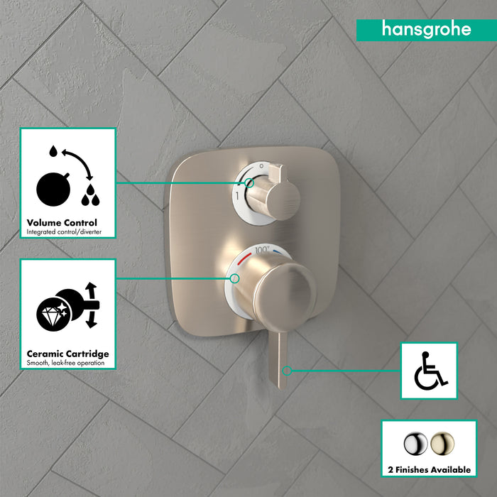 hansgrohe Ecostat E Thermostatic Trim with Volume Control and Diverter