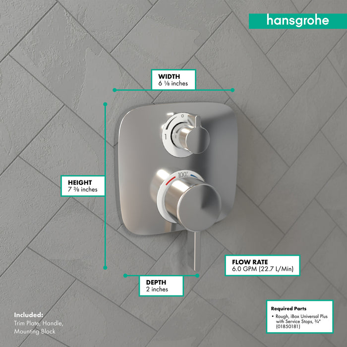 hansgrohe Ecostat E Thermostatic Trim with Volume Control and Diverter