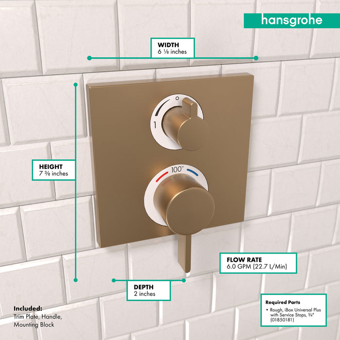 hansgrohe Ecostat Square Thermostatic Trim with Volume Control