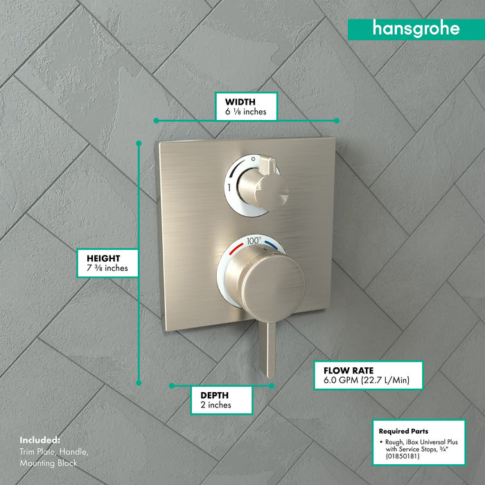hansgrohe Ecostat Square Thermostatic Trim with Volume Control