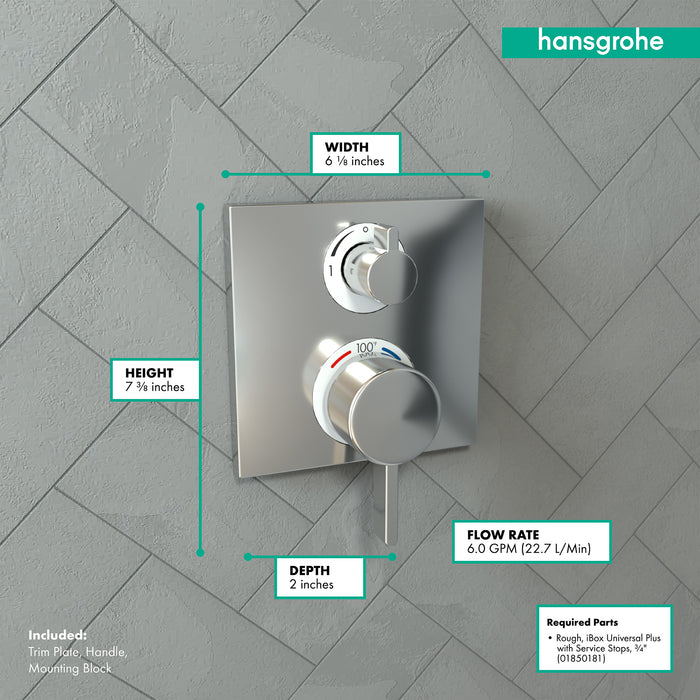 hansgrohe Ecostat Square Thermostatic Trim with Volume Control