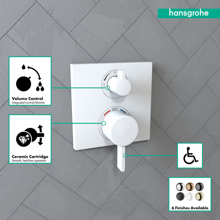 hansgrohe Ecostat Square Thermostatic Trim with Volume Control