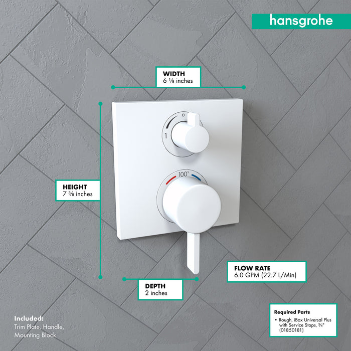 hansgrohe Ecostat Square Thermostatic Trim with Volume Control