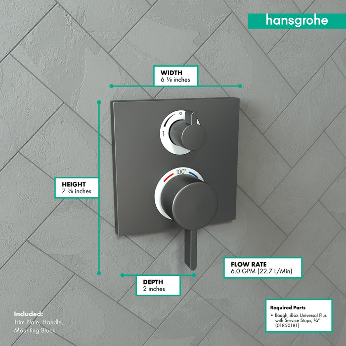Hansgrohe Ecostat Square Thermostatic Trim with Volume Control and Diverter