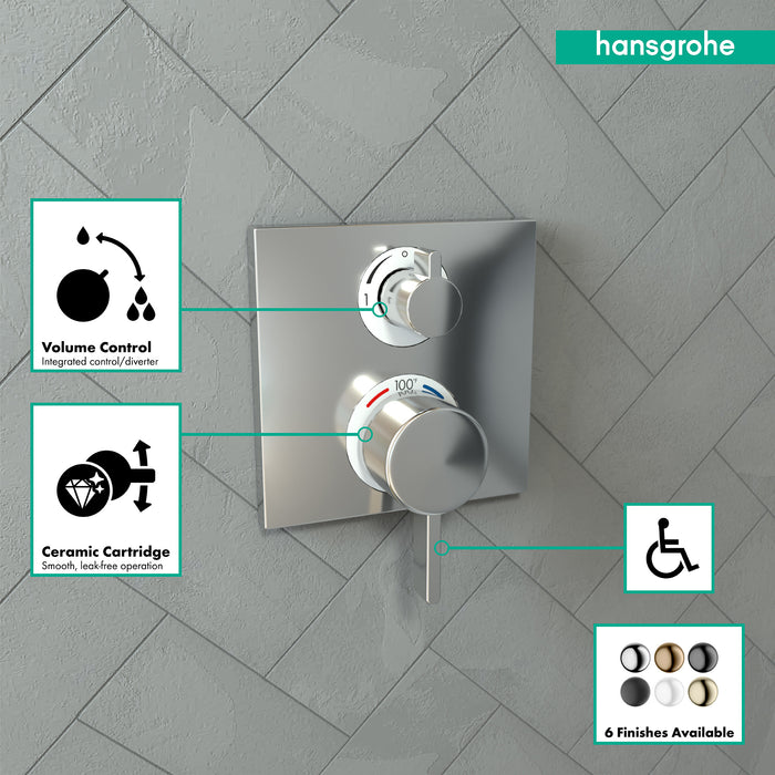 Hansgrohe Ecostat Square Thermostatic Trim with Volume Control and Diverter