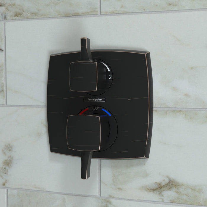 hansgrohe Ecostat Classic Thermostatic Trim with Volume Control and Diverter, Square