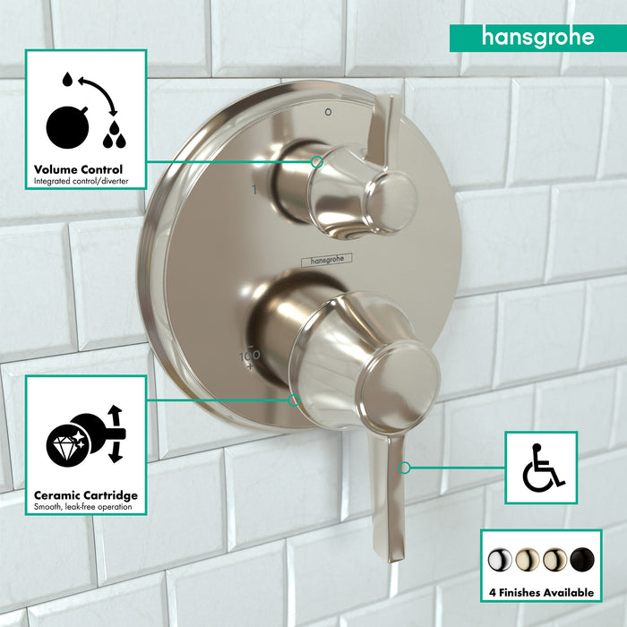 Hansgrohe Ecostat Classic Thermostatic Trim with Volume Control, Round