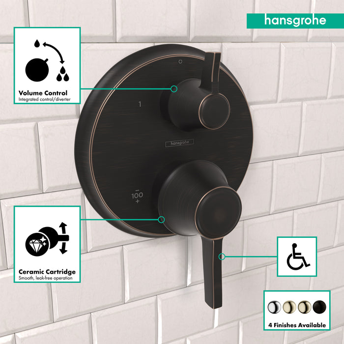 Hansgrohe Ecostat Classic Thermostatic Trim with Volume Control, Round