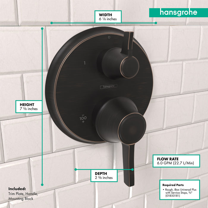 Hansgrohe Ecostat Classic Thermostatic Trim with Volume Control, Round