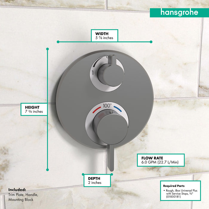 Hansgrohe Ecostat S Thermostatic Trim with Volume Control