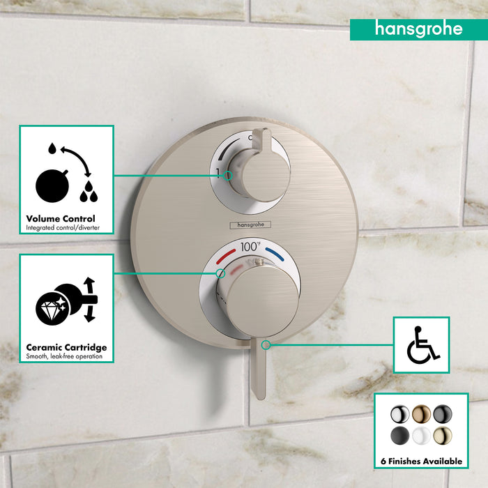 hansgrohe Ecostat S Thermostatic Trim with Volume Control
