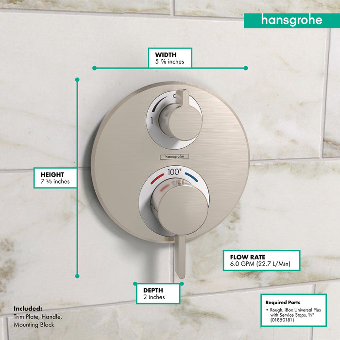 hansgrohe Ecostat S Thermostatic Trim with Volume Control