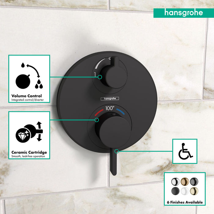 hansgrohe Ecostat S Thermostatic Trim with Volume Control