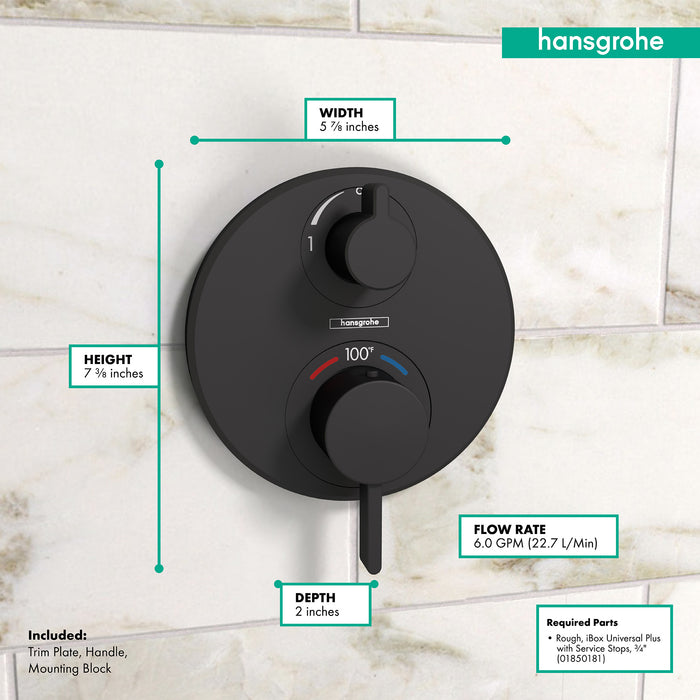 hansgrohe Ecostat S Thermostatic Trim with Volume Control