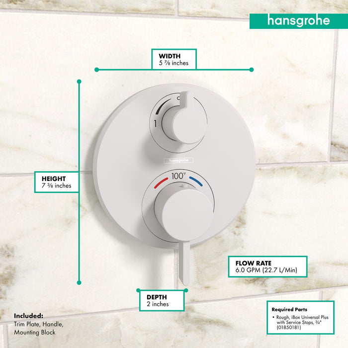 hansgrohe Ecostat S Thermostatic Trim with Volume Control