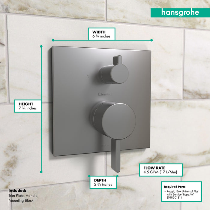 hansgrohe Ecostat Pressure Balance Trim Square with Diverter