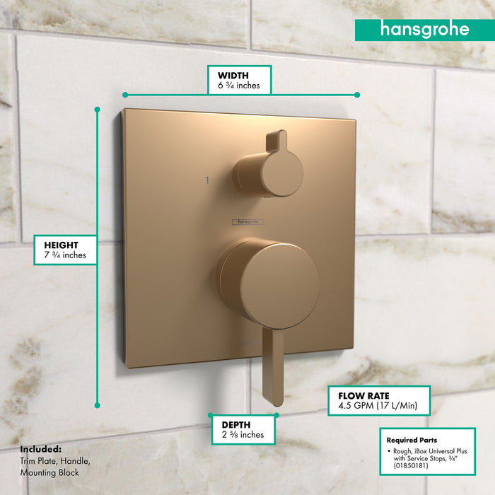 hansgrohe Ecostat Pressure Balance Trim Square with Diverter