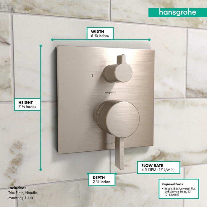 hansgrohe Ecostat Pressure Balance Trim Square with Diverter