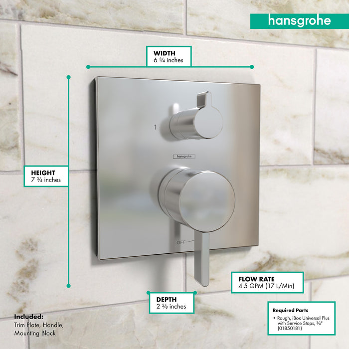 hansgrohe Ecostat Pressure Balance Trim Square with Diverter